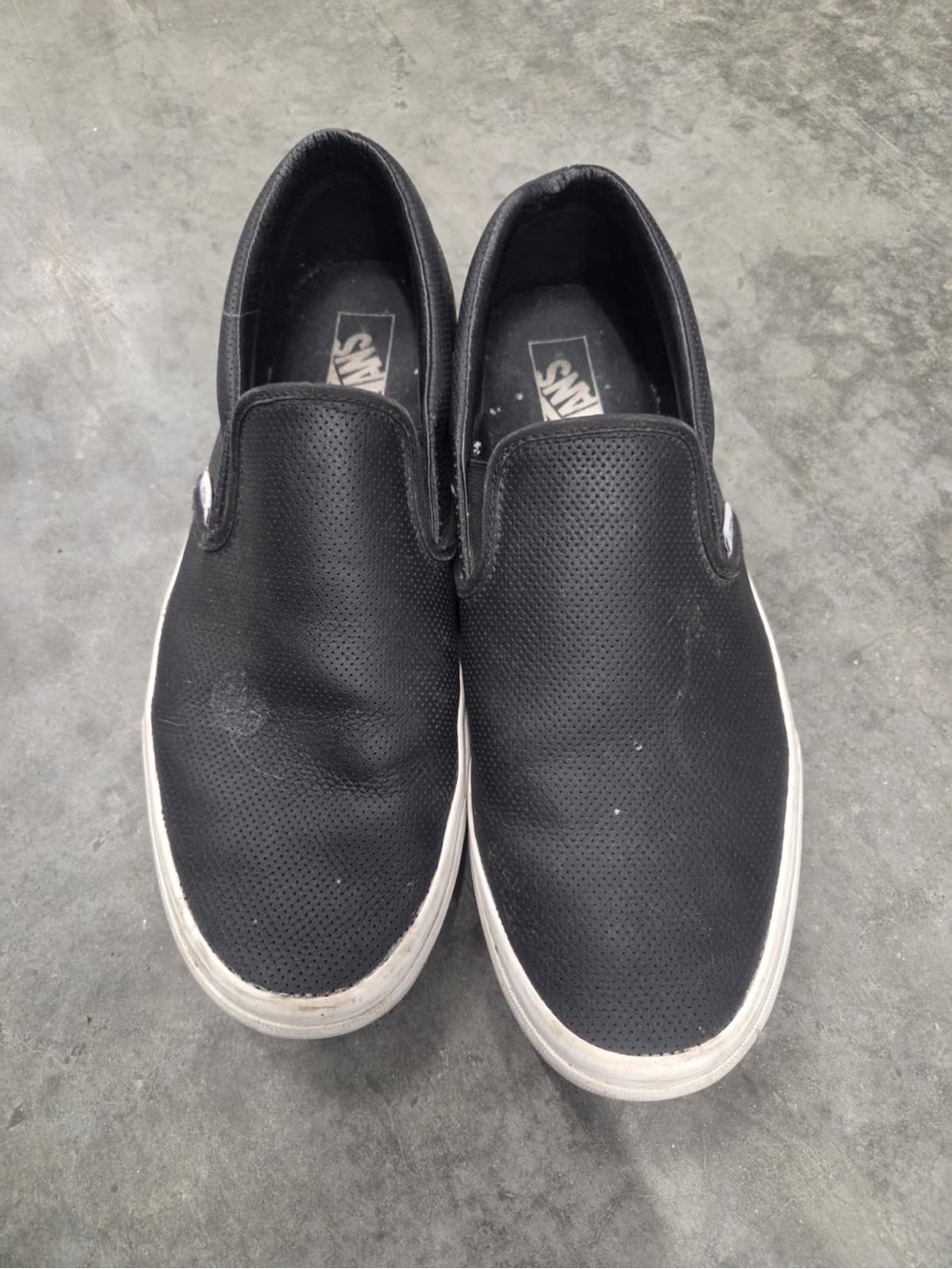 Vans Black Perforated Slip-On Sneakers with White Sole